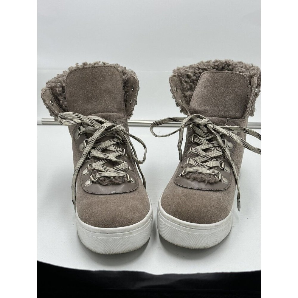 NEW Sam Edelman Luther Hi Top Fashion Sneakers Sz 8.5 Suede Faux Shearling